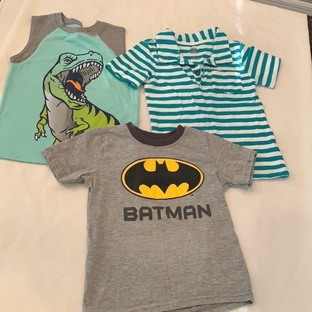 Boys Batman dinosaur striped short sleeve shirts
